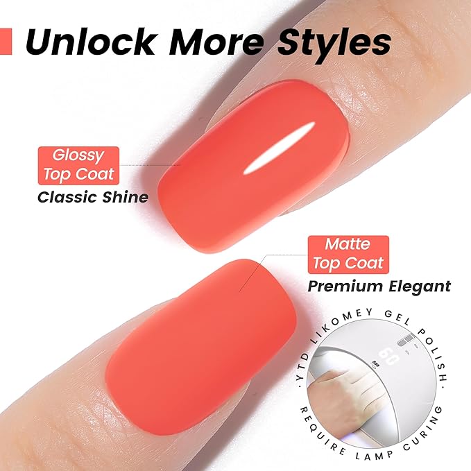 YTD Likomey Coral Orange Gel Nail Polish,15ml Salon Home DIY Manicure and Pedicure Fall Winter Soak Off UV Color Varnish,CS443