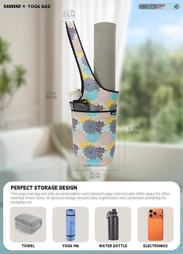 Yoga Mat Bag – Neoprene, Lightweight, Spacious Carrier, Large Zipper Pocket, Ideal for Gym Yoga & Fitness Mats