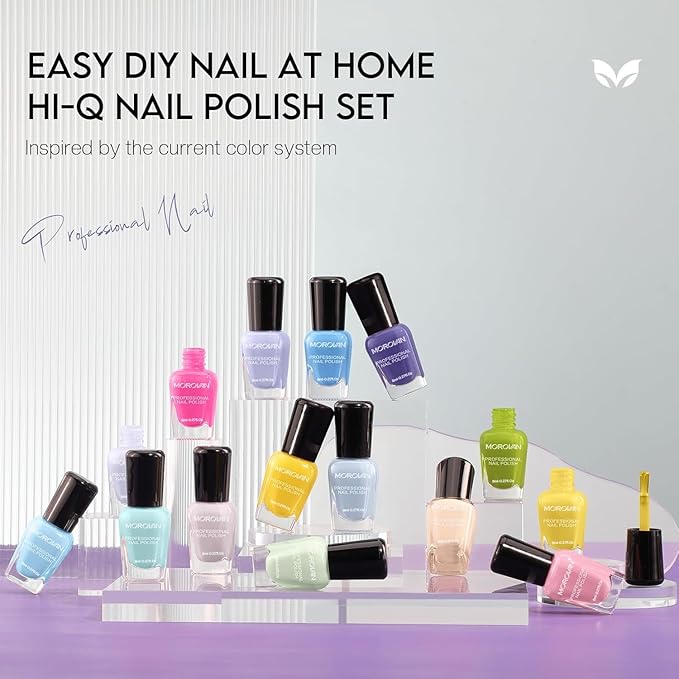 Morovan Pastel Nail Polish Set:15 Bright Colors 0.27oz Summer Regular Fingernail Polish Bulk Nail Polish Kit Finger Nail Polish Gift Set for Women Spring Macaron