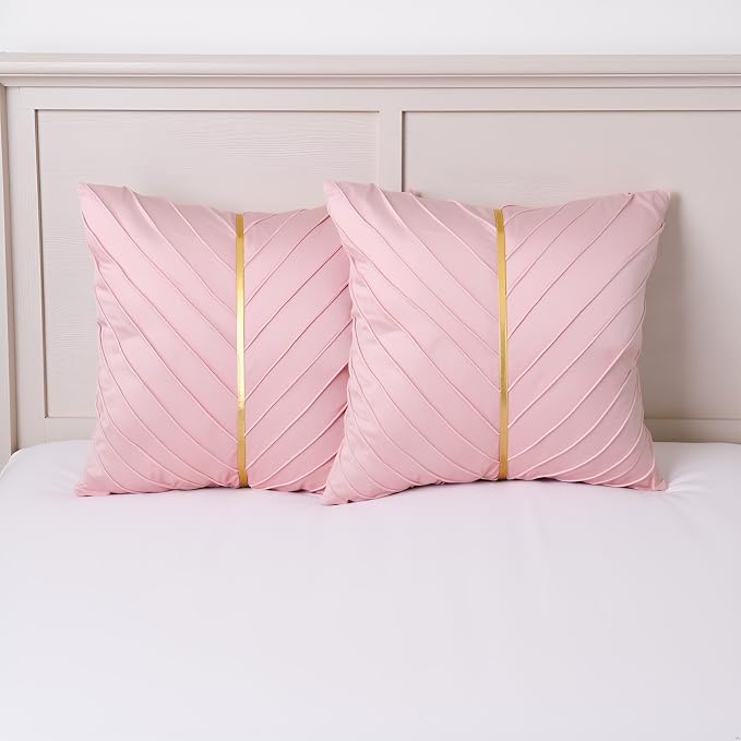 Velvet Throw Pillow Covers 24x24 Pack of 2 Gold Decor Blush Pink | Soft Solid Pillow Covers,Modern Luxury Home Decor,Valentine's Day Decor,Hidden Zipper,Ideal Gift,Easy Care