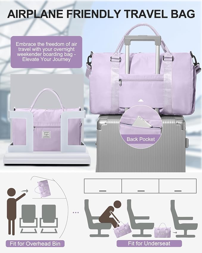 Gym Bag Womens Mens with Shoes Compartment and Wet Pocket Travel Duffel Bag for Women for Plane Sport Gym Tote Bags Swimming Yoga Waterproof Weekend Overnight Carry on Bag Hospital Holdalls