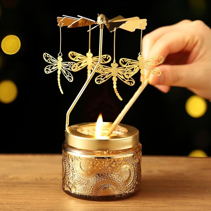 Dragonfly Rotating Scented Candle, Gifts for Women Mom Daughter Sister Wife | Birthday Gifts for Women Friendship, Unique Candle Gift for Christmas Anniversary Mothers Day