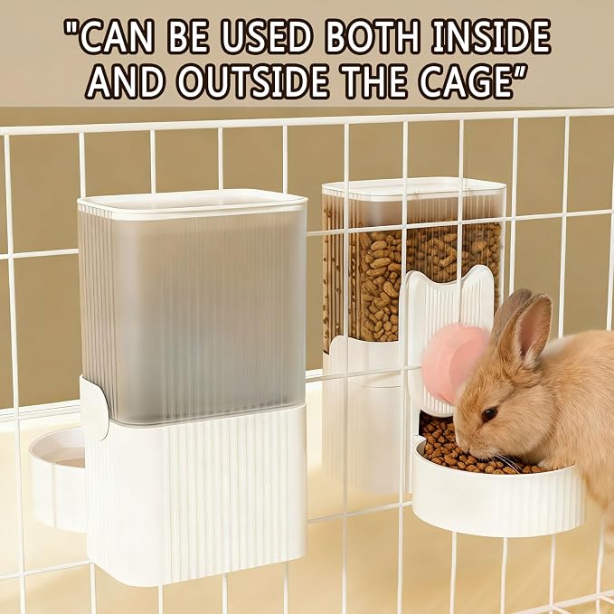 kathson Rabbit Feeder for Cage,Bunny Water Bottle,Pet Food Dispenser,Pink | Gravity Automatic Guinea Pig Feeder Waterer Set,Hanging Small Pet Food Bowl Feeding Station for Ferret Chinchilla Cat Puppy