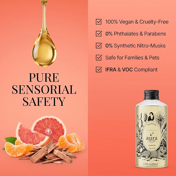 A U R A - Marseille Fragrance Oil for Waterless Scent Diffuser - Inspired by Loevve-Solo | (6.7 fl oz, 200 ml) Pure Essential Oil Blends for Aromatherapy Diffuser & Hotel Collection Oil Diffuser