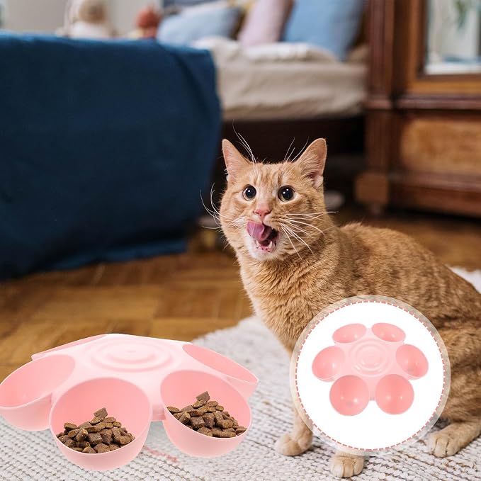 Hemobllo Flower Pet Feeding Bowl Multipurpose Cat Feeder and Dog Treats Dispenser Compartment Plastic Cat Feeder for Feeding and Drinking Smooth Surface 14.17 X 14.17 X 3.54 in