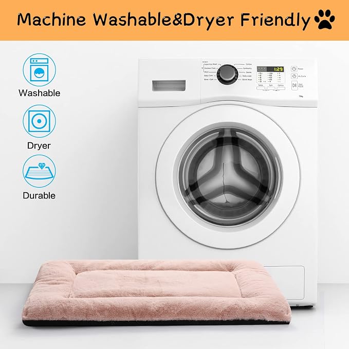 Dog Crate Pad Washable Dog Bed for Crate Medium Cozy Mat 30-Inch Pink | Ultra Soft Kennel Pad,Anti-Slip Bottom,Fits for Most Metal Crates,Comfortable Sleeping Pet Mat