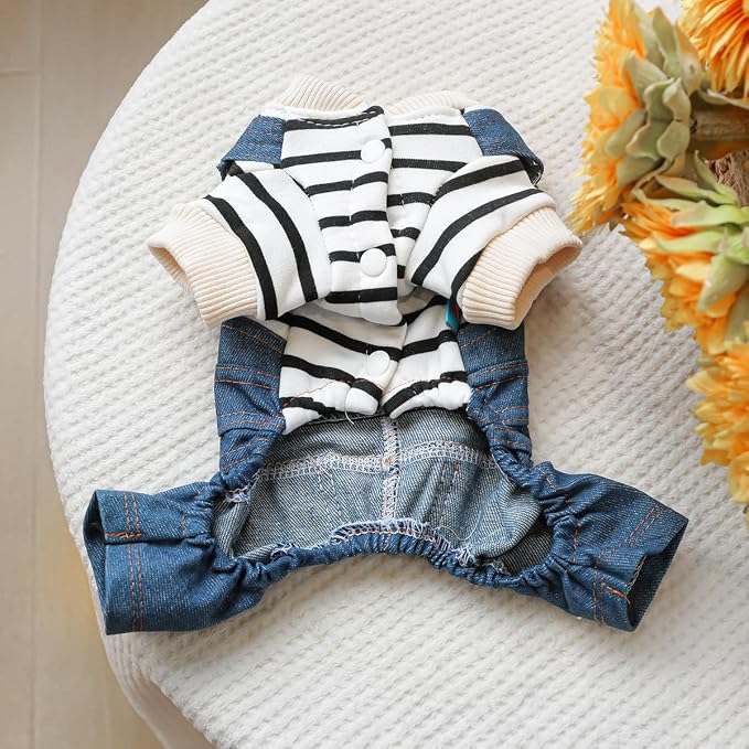Dog Stylish Overalls Comfortable Puppy One Piece Outfits Summer Bib Overalls for Small Dogs Cute Pet Jumpsuit Onesie Chihuahua Yorkies Birthday Holiday Clothes Costume