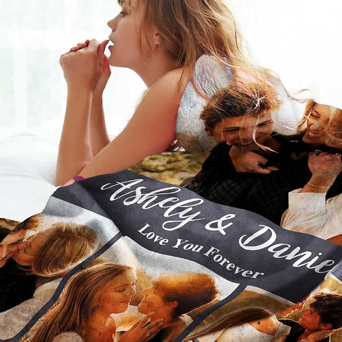 DayOfShe Ships Next Day, Personalized Blankets for Couples Photo Blankets for Girlfriend Boyfriend, Custom Blankets Flannel Blanket for Boyfriend Birthday Gift