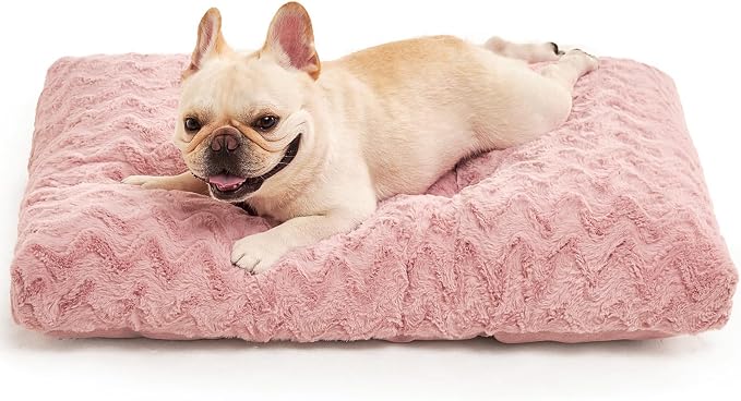 EHEYCIGA Washable Dog Beds Medium Sized Dog, 29x21 Inch Pet Bed, Pink | Plush and Comfy Kennel Pad, Soft Dog Crate Mat, Deluxe Sleeping Mattress for Dogs Up to 35 lbs