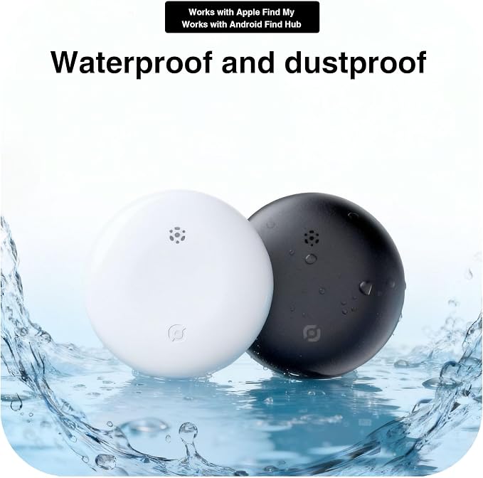 Bluetooth Tracker Works with Apple Find My & Android Find Hub – Key Finder for Keys & Pet Collar, No Monthly Fee, Loud Alarm, Replaceable Battery(2 Pack, Black)