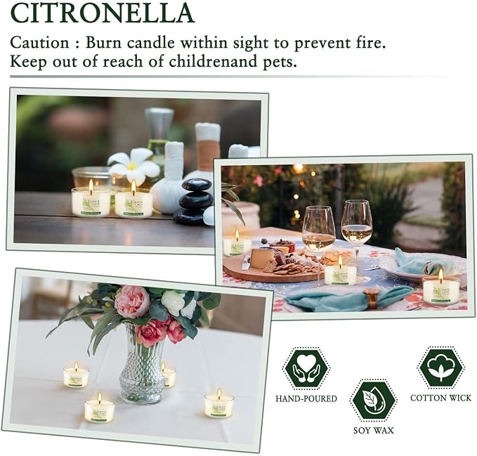 40 Pack Citronella Candles Bulk, Long Burning Portable Travel Size Soy Wax Candles with Natural Citronella Oil, Small Acrylic Jar Candle Set for Patio, Backyard, Camping, Indoor Outside