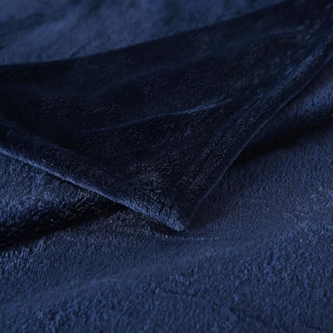 TASTHROW Large Flannel Fleece Throw Blanket, 50×70 Inch - Navy | Cozy Lightweight Thick Blanket - All Seasons Suitable for Women, Men and Kids