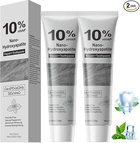 2Pcs Hydroxyapatite Toothpaste, 2026 New Upgraded Formula 10% Nano-Hydroxyapatite Toothpaste for Enamel Protection, Fluoride-Free Toothpastes with Gentle on Sensitive Teeth(120G)