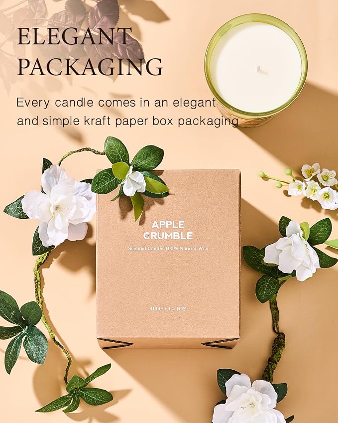 M&SENSE Creamy Vanilla Pie Scented Candle, 14.1oz 60 Hours Long Lasting Candles, Large Non Toxic Natural Soy Vanilla Gift for Cozy Home Decor