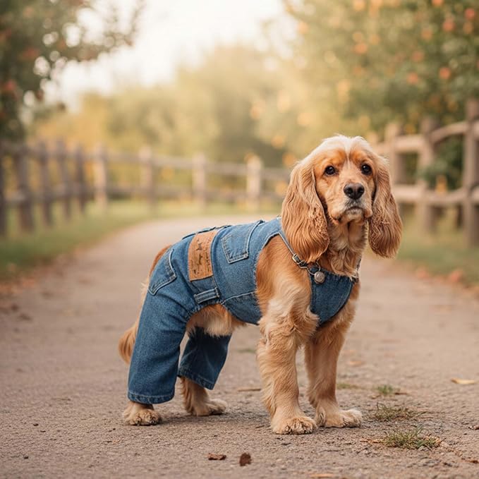Dog Denim Overall Pet Jeans Jumpsuit Four Legs Clothes Outfits,XXL | Adjustable Strap Pet Clothes with Pockets;Soft Washed Jean Outfit for Small Medium Dogs Cats;Halloween Party Dog Costume