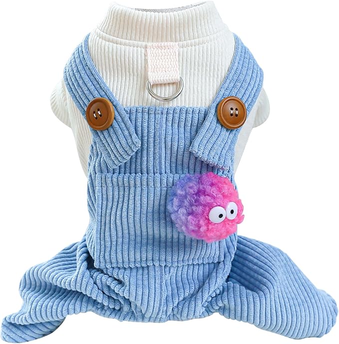 Dog Comfortable Soft Overalls Dog One-Piece Bear Outfit Puppy Cute Sweater Shirt Corduroy Pants Pet Stylish Summer Spring Clothes for Small Dogs Chihuahua Dachshund Daily Holiday Jumpsuit Costume