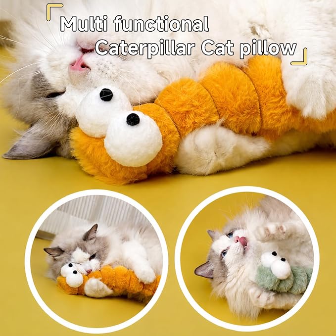 Cat Toys Pillows, Catnip Toys for Cats 3 Pack, Cute Caterpillar Design, Interactive Indoor Kitten Kicker, Promotes Kitty Exercise, Soft and Durable