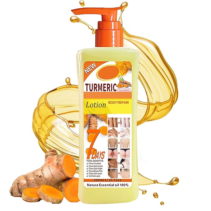 Soft 7 Turmeric Body Oil Lotion, Turmeric Oil Lotion for Skin Hyperpigmentation, Tumeric Lotions for Bodys, Body Lotions for Women Moisturizing & Smoothing for All Skin Types 10 Fl Oz