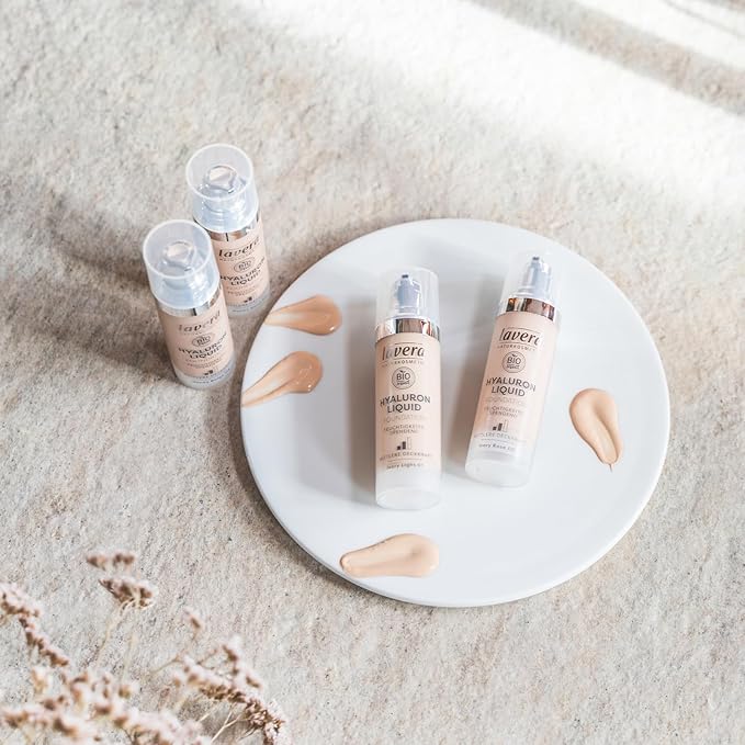 lavera Hyaluron Liquid Foundation - Warm Nude 03 - Foundation Make Up with Hyaluron & Almond Oil for a Flawless Complexion - Face Make Up - PETA Certified - Vegan - Made in Germany - 1 Fl Oz