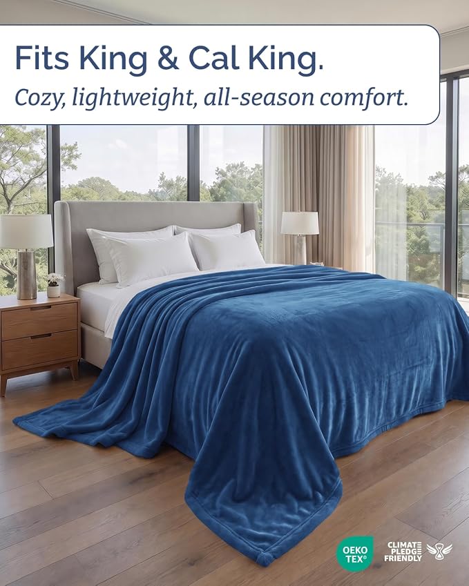 Ultra Soft Fleece Blanket Oversized King Size - Flannel Fleece Luxury Blanket - Lightweight for Couch Bed Chair - Thick, Warm and Breathable - All Season Cozy, Royal Blue