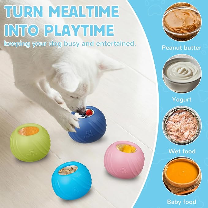 Long-Lasting Dog Lick Toy, Wobbly Dog Enrichment Lick Bowl to Keep Dogs Busy, Interactive Stuffable Dog Treat Feeder for Boredom, Silicone Treat Dispensing Chew Toy(Light Blue,S)