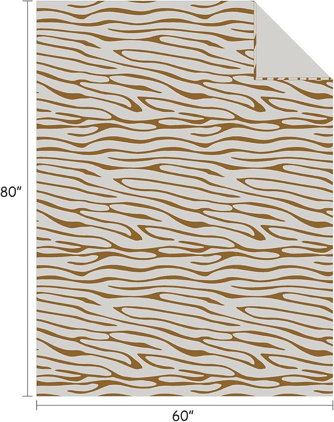 Flannel Fleece Throw Blanket, Lightweight Cozy Plush Microfiber Bedspreads for Adults,60 by 80-Inch,Brown Zebra