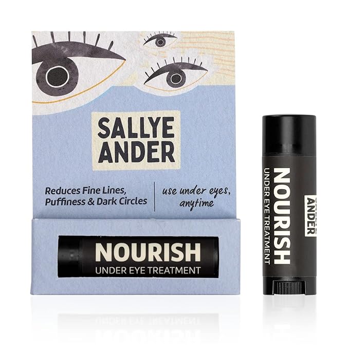 SALLYEANDER Nourish Under Eye Treatment - Soothing Stick for Dark Circles and Puffiness - Hydrating Shea, Cupuacu and Cocoa Butter - Gently Restore Tender Under Eye Skin - Handmade, Organic Balm