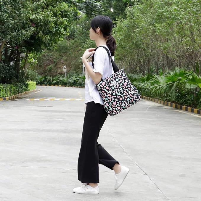 KAMO Floral Tote Bag - Waterproof Lightweight Handbags Travel Shoulder Bag for Hiking Yoga Gym Swimming Travel Beach