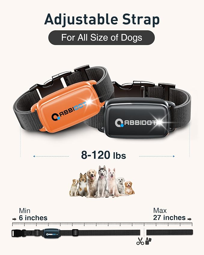 ABBIDOT Shock Collar for 2 Dogs, 3300 FT Dog Training Collar with Remote, IPX7 Waterproof with 4 Training Modes, Rechargeable E-Collar for All Breeds (15-120 lbs),Orange Black