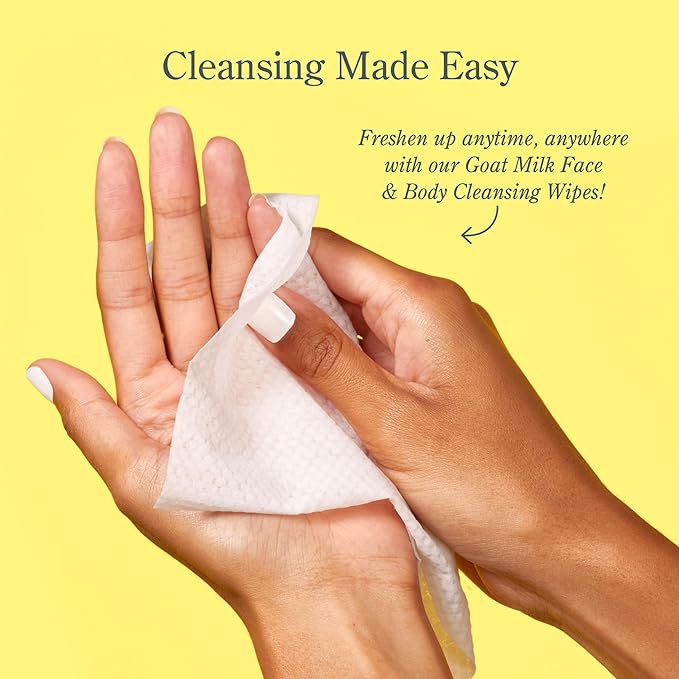 Beekman 1802 Face & Body Wipes, Fresh Air - Scented - 30 Count - Cleanses Dirt & Makeup - With Goat Milk, Aloe & Vitamin E - Alcohol Free, Biodegradable - Good for Sensitive Skin - Cruelty Free