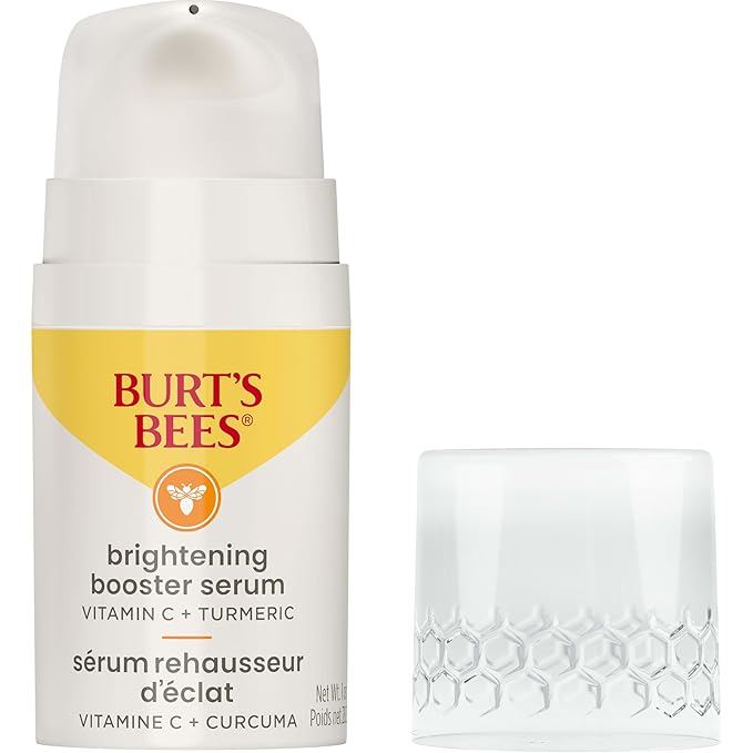 Burt's Bees Vitamin C Turmeric Facial Serum, Brightens Skin & Visibly Reduces Dark Spots, Fine Lines & Wrinkles, Naturally Hydrating, Lightweight - Brightening Booster (1 oz)
