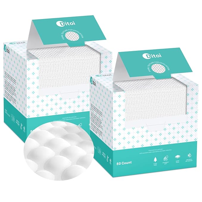 Ditoi Disposable Face Towels,Ultra Thick Face Towelettes XL, Lint-Free Facial Wipes for Makeup Removal & Gentle Skin Care,10"×12",100 Count,Pearl-textured