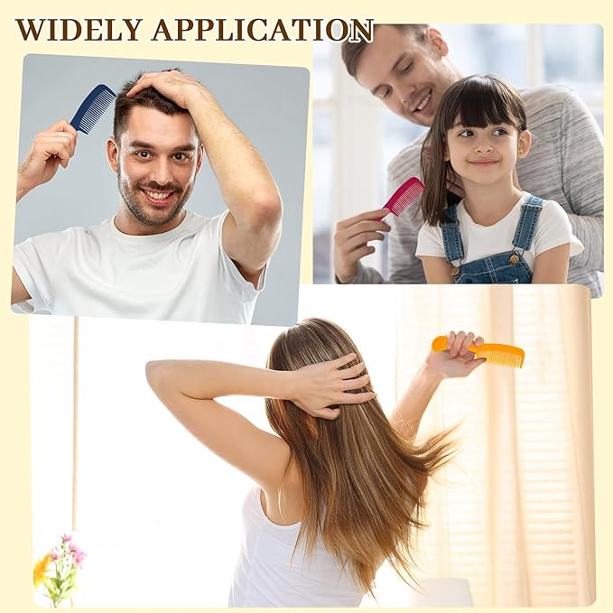 Combs Bulk Individually Wrapped Pocket Travel Hair Combs for Women, Men and Kids, Bulk Comb for Homeless Hotel Shelter Home Charity(purple, raspberry, yellow, blue, Pack of 60)