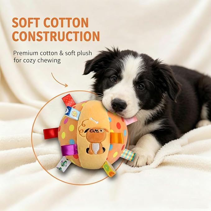 Squeaky Hanging Dog Toy, Colorful Squeaky Hanging Dog Training Toy, Interactive Fetch Play Ball, 6-Inch Soft Ball with Cotton and Built-in Bell for Dogs & Small to Large Dog