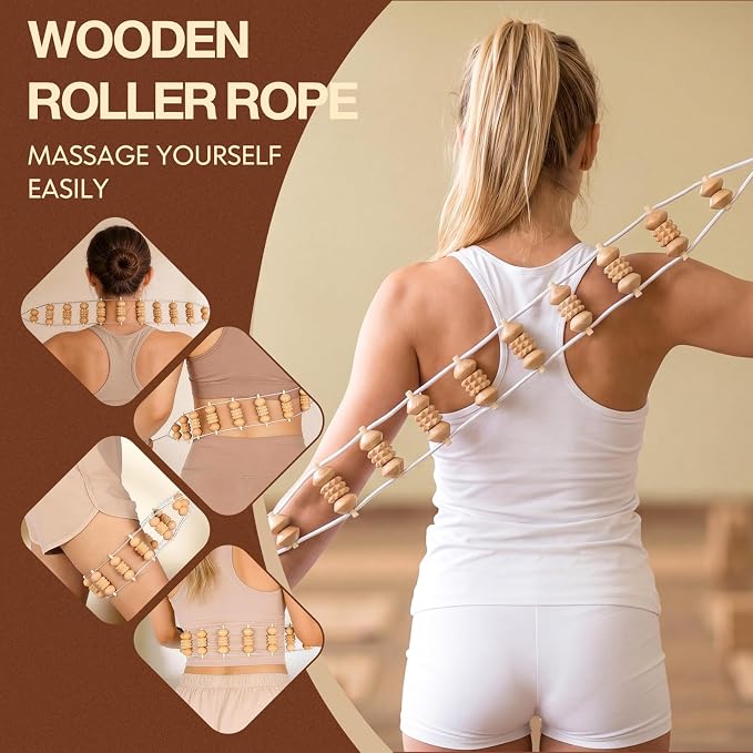 16Pcs Wood Therapy Massage Tools Set for Body Sculpting | Wooden Rollers, Gua Sha & Facial Rollers for Lymphatic Drainage, Home Spa Routines, Face, Neck, Waist, Abdomen, Hips and Legs