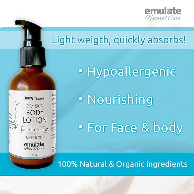 BODY LOTION for Dry & Sensitive Skin. Available in Unscented OR Lavender Chamomile 4 oz (Unscented)