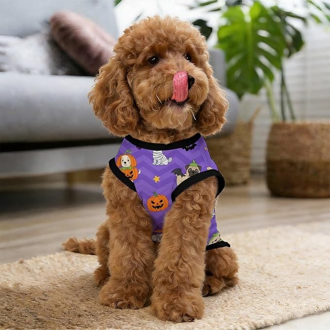 Halloween Pet Vest Cosplay Dogs Pet Shirts Small | witch pumpkin Dog Shirt Vest cute pet Sleeveless Vests Ice Silk Dog T-Shirts holiday Dog Clothes Halloween Canine Wear