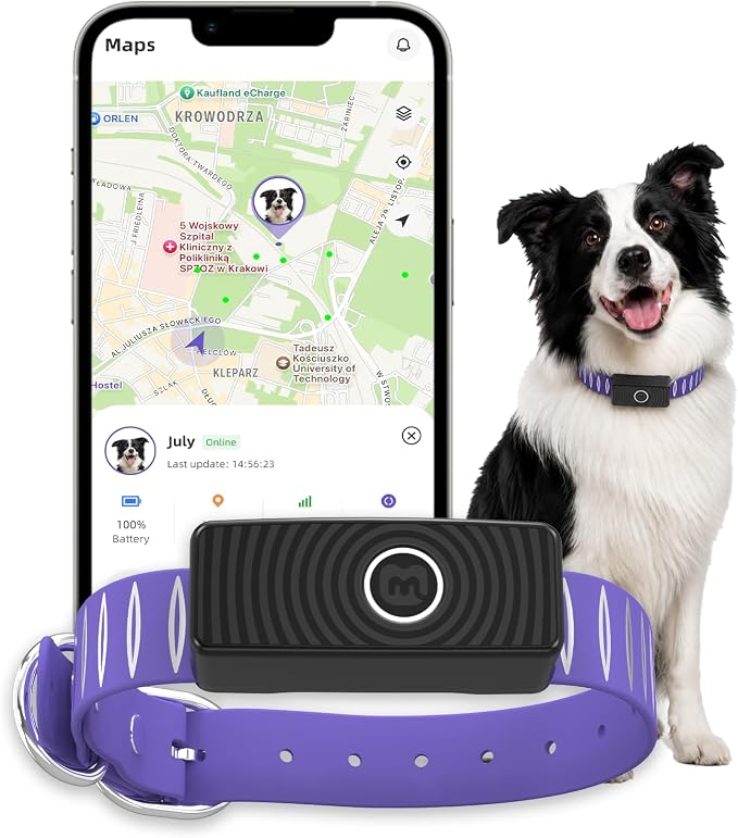 MeeXH GPS Wireless Dog Fence Collar, Smart Dog Tracking Collar with App-Controlled Custom Virtual Boundaries, Real-Time GPS Tracker for Dogs, Escape Alerts with Sound & Vibration Guidance, Waterproof