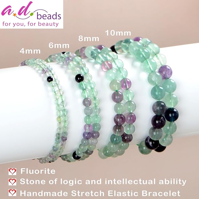 AD Beads Handmade Gemstone Stretch Elastic Bracelet Crystal Healing Reiki Nature's Beauty and Spiritual Essence Unisex