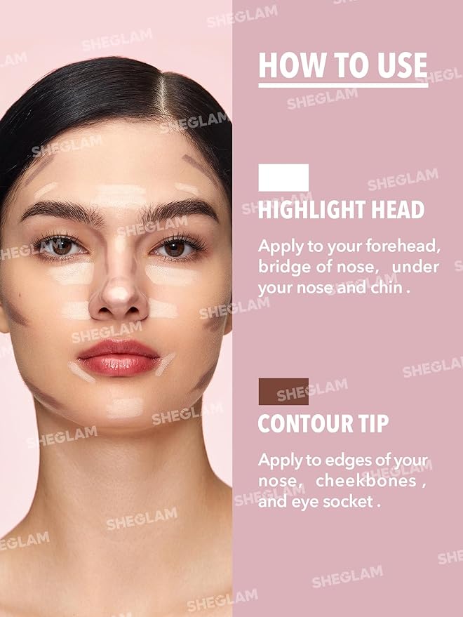 SHEGLAM Fine Line 2-In-1 Nose Contour & Highlight Pen Long Lasting Waterproof Cream Bronzer & Highlight Sticks-Cigar