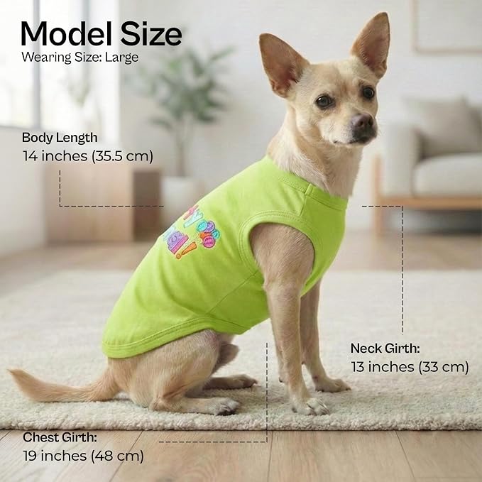 Parisian Pet Dog Shirt – 100% Cotton Shirts for Large Dogs – Sleeveless Pet Clothes – Lightweight Party Animal Dog Apparel – Breathable Dogs Clothes - Stretchy Pet T Shirts