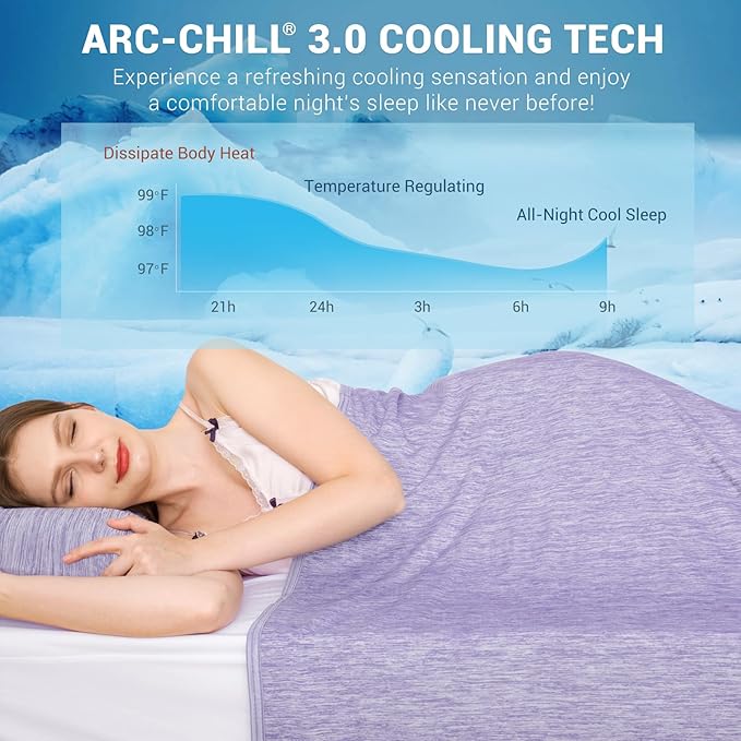 Elegear Arc-Chill 3.0 Cooling Blanket for Hot Sleepers, Cool Throw, Purple | Q-Max>0.5 Cooling Fabric, Absorbs Heat to Keep Body Cool, Breathable Summer Blankets for Night Sweats & Menopause, 51"x67"