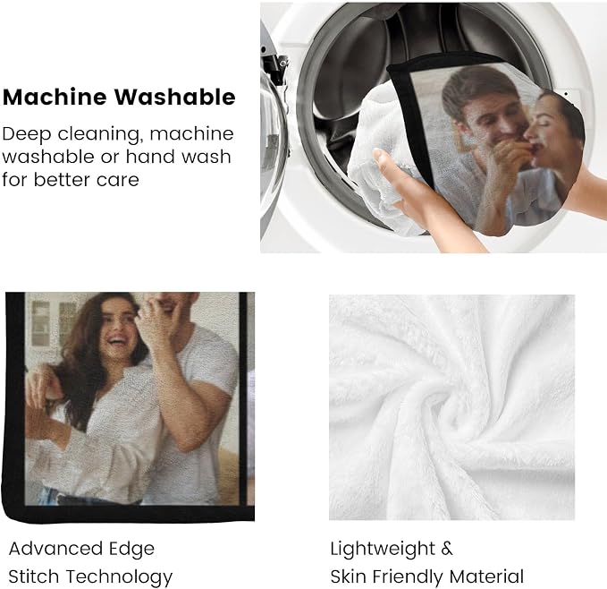 Personalized Blanket with Picture Text, Custom Mom Blanket With Photos | Personalized Mother's Day Fathers Day Christmas Birthday Gifts for Mom Girlfriend Boyfriend Wife Husband Her/Him