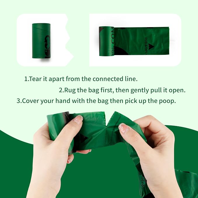 Certified Home Compostable Dog Poop Bags, 120 Extra Thick Bags (8 Rolls) | TÜV AUSTRIA Home Compost, ASTM D6400, EN 13432 & NF T51-800 Certified, Plant Based, Unscented, Leak Proof, Cornstarch