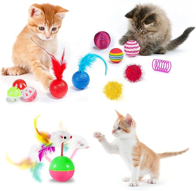 AILUKI 35PCS Cat Toys Variety Pack for Indoor Cats, Kitten Toys Cat Tunnel