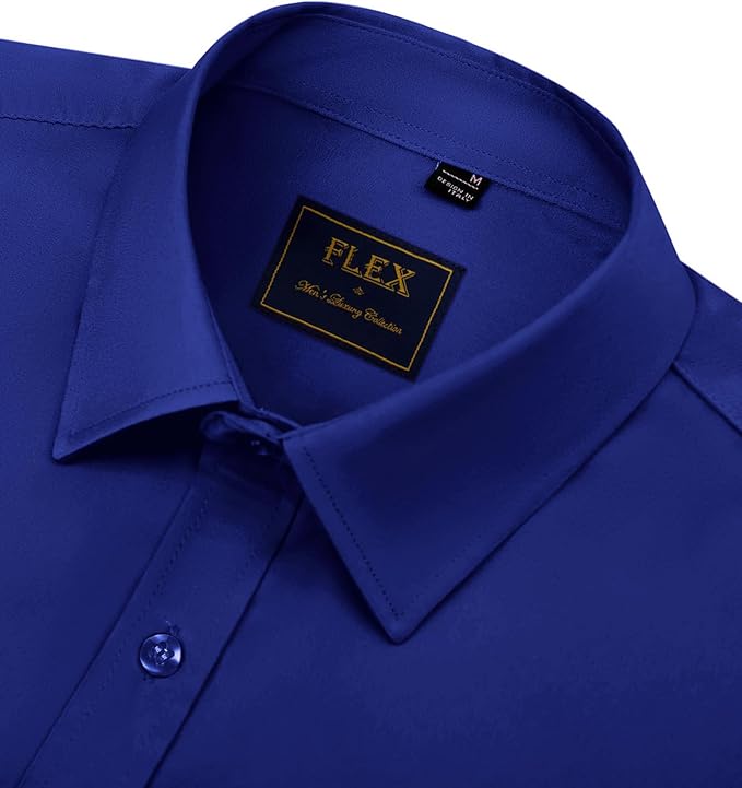J.VER Men's Dress Shirts Solid Long Sleeve Stretch Wrinkle-Free Formal Shirt Business Casual Button Down Shirts