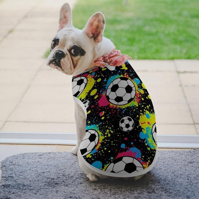 Cute Soft Breathable Dog Clothes Puppy Vest T Shirt Costumes Dog Shirt Soccer Splash Ink