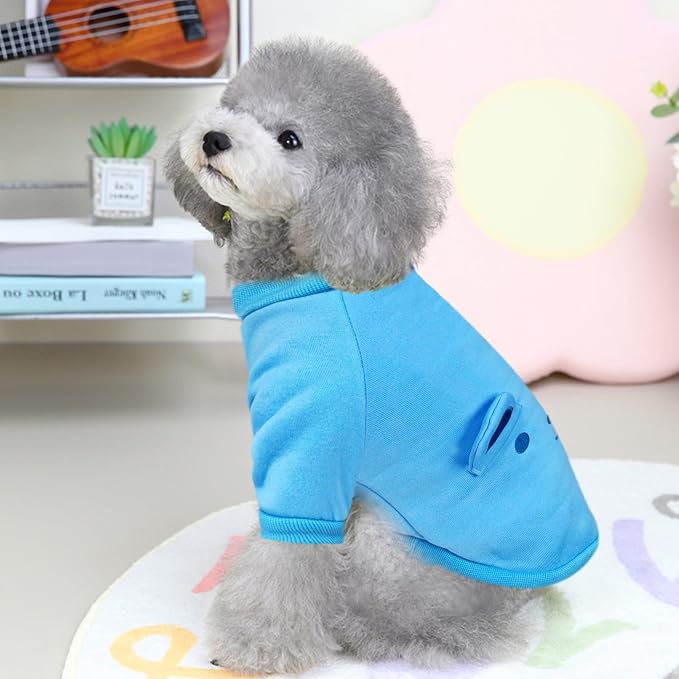 Blue Cute Dog Sweater Soft Winter Clothes for Small Dogs, XL | Classic Blue Knit Pullover, Fall Winter Outfit, Elastic Cuffs, Holiday Party Matching, Machine Washable Sweatshirt for Pets