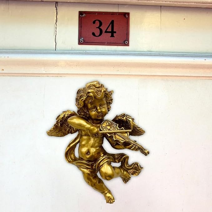 Angel Wall Sculpture Hanging Ornament Decorative Gift Resin Crafts Angel Statue Figurine for Living Room Bedroom Housewarming, Single Angel