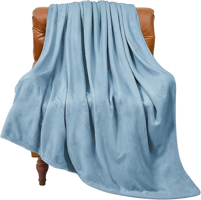 BEDELITE Fleece Blanket Soft Plush Twin Size Blanket Washed Blue 60"x80" | Ultra Soft Fleece, Plush Microfiber, Lightweight Warmth, All Season Comfort, Fade Resistant, Machine Washable, Couch Sofa Bed